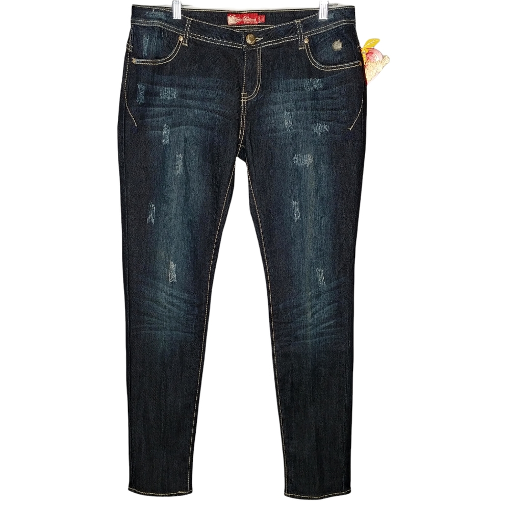 Apple Bottoms Dark Wash Distressed Skinny Jeans 13/14